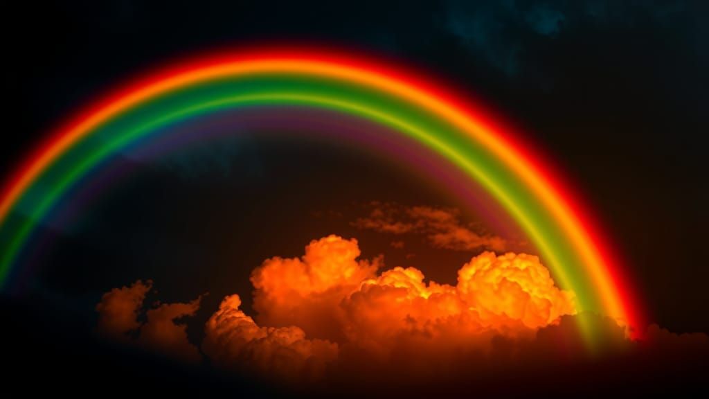 Vibrant Rainbow Arches Across Dark Sky