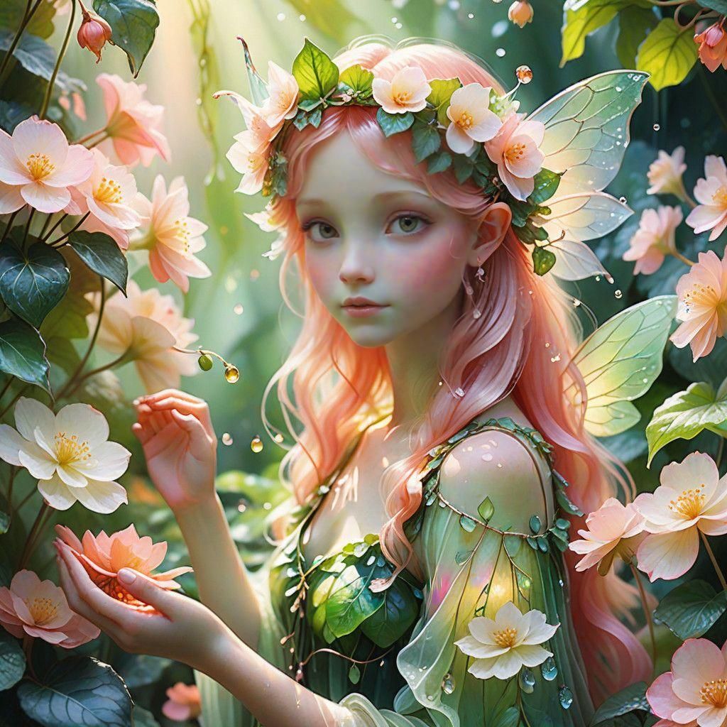 Whimsical Begonia Blossom Fairy