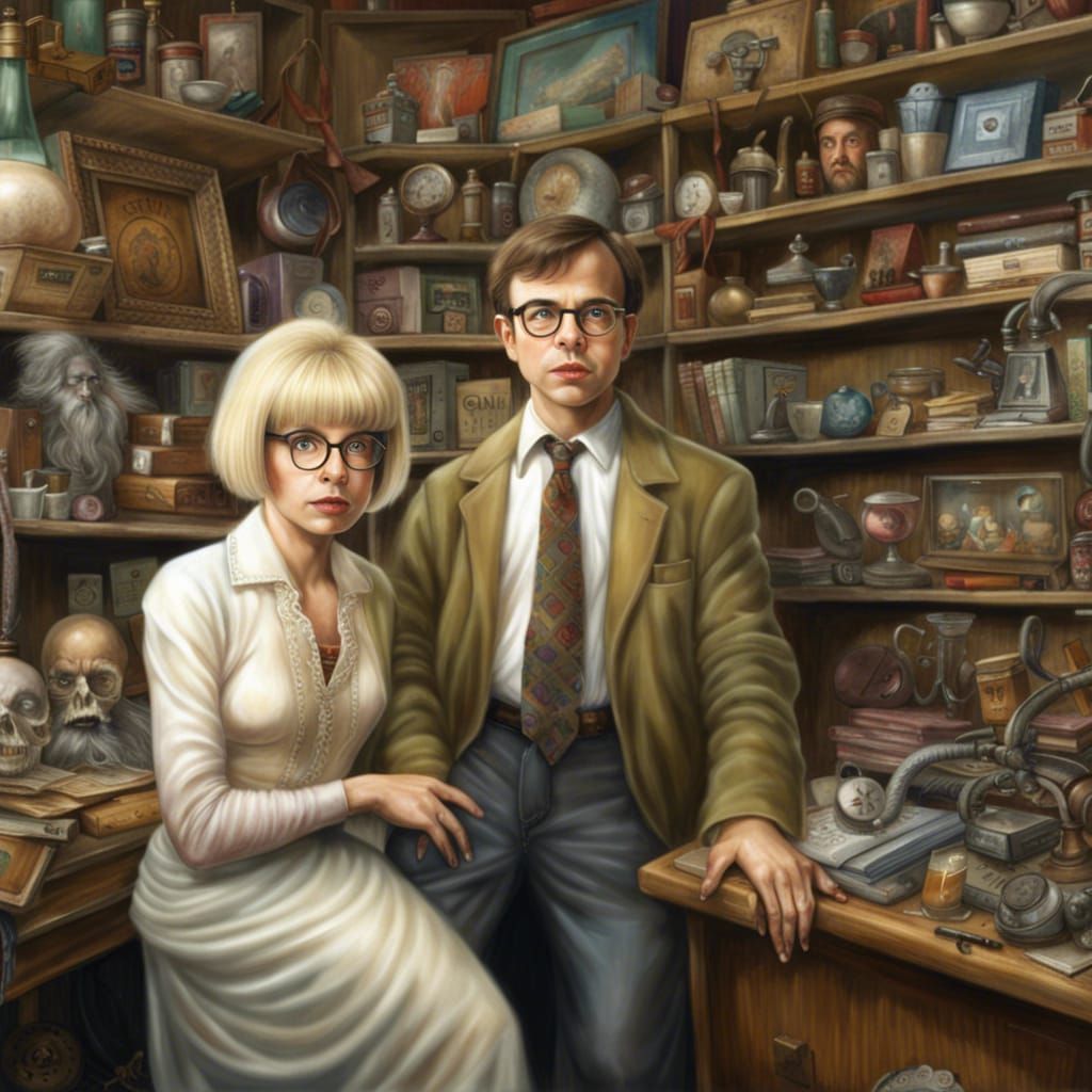 Nerdy Seymour and Voluptuous Audrey in Antique Shop