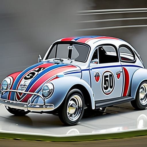 Herbie Races at Monte Carlo: Disney Illustration