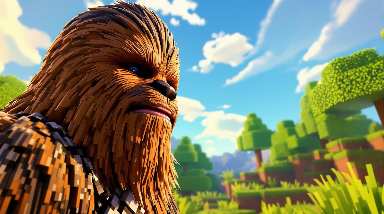 Minecraft Style Chewbacca Portrait