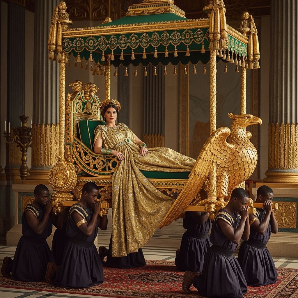 Opulent Roman Empress on Eagle Chaise Lounge