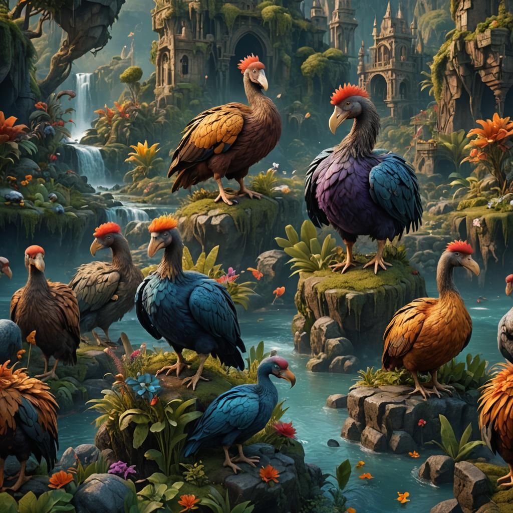 Fantastical Dodo in Detailed Matte Painting
