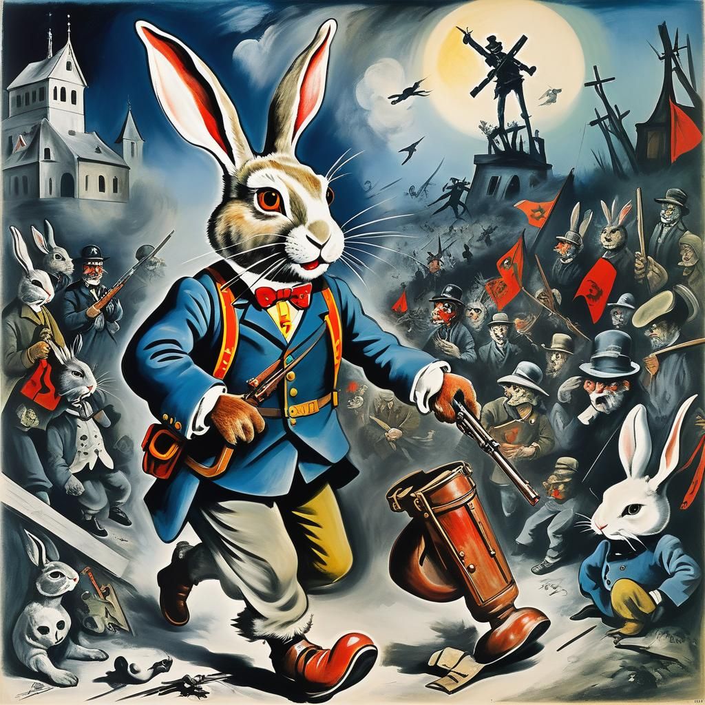 Civil War Scene in Expressionist Style