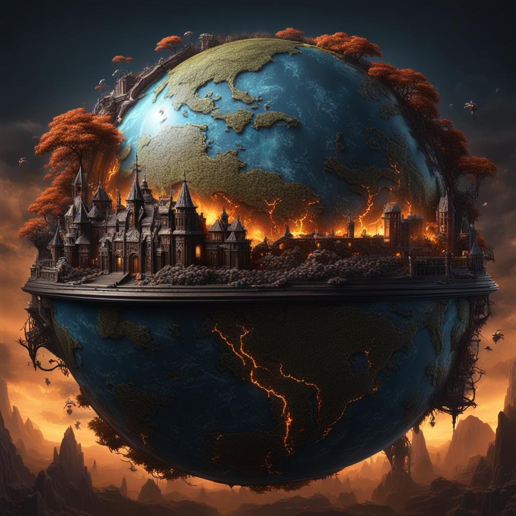 Globe Divided: Life and Death in Detailed Matte Painting