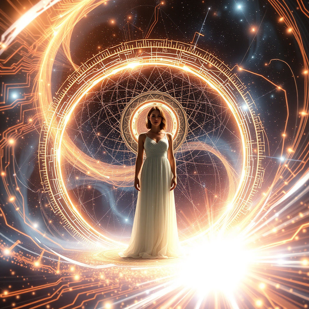 Quantum Woman: Digital Art in Futuristic Style