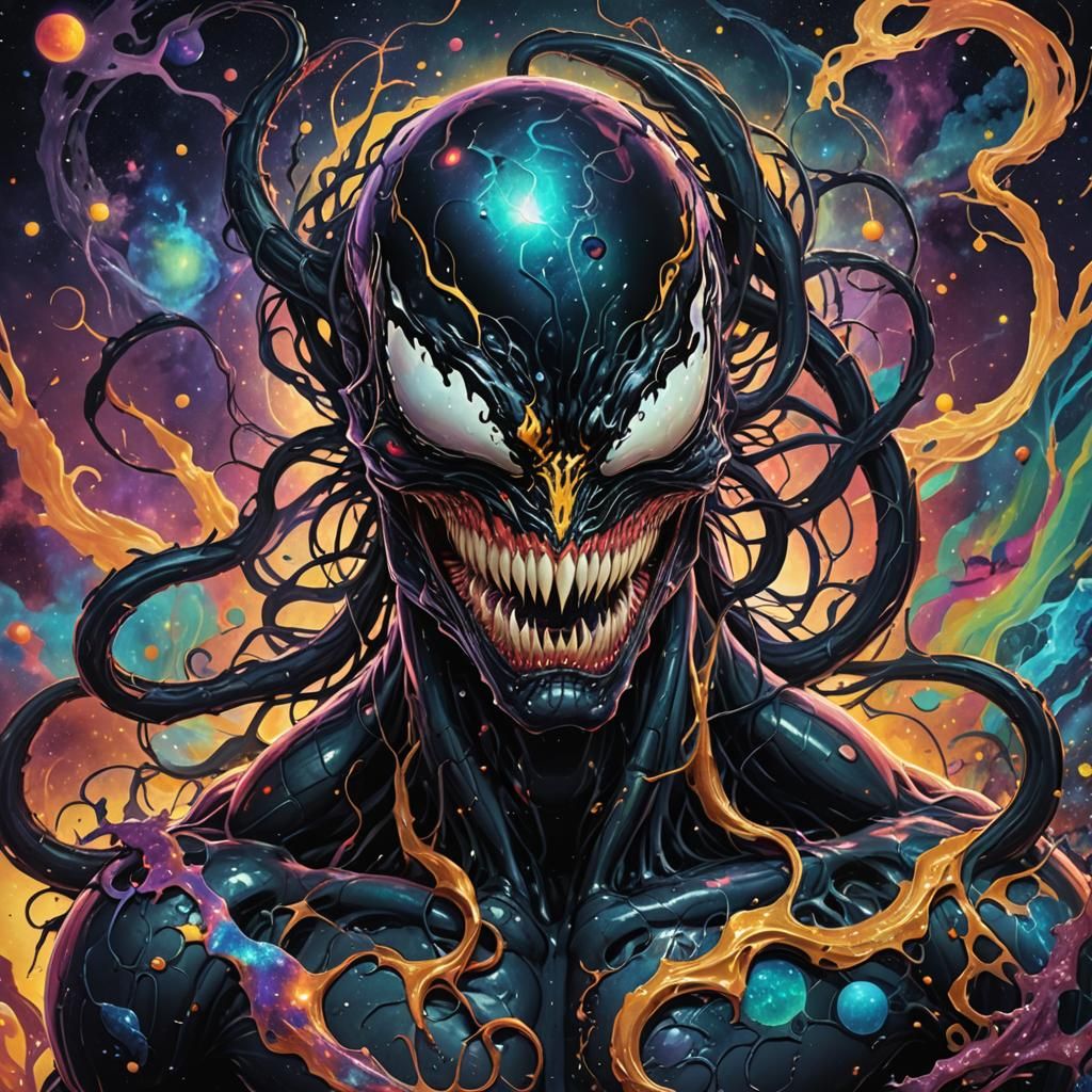 Cosmic Venom: Holographic Astral Illustration
