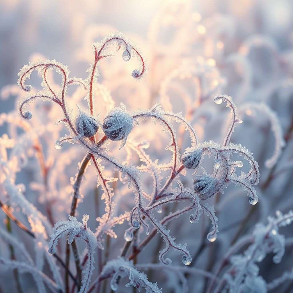Surreal Frosty Botanicals in Soft Pastel Hues