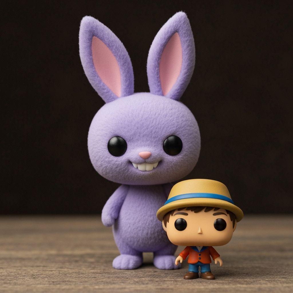 A Labubu figure, with its signature mischievous grin and rab...