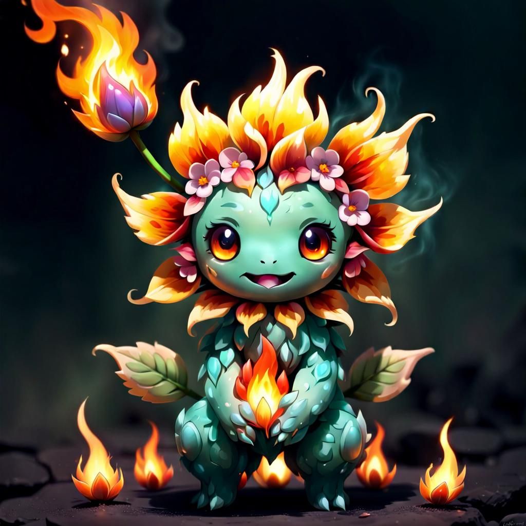 Floral Fire Spirit in Vibrant Colors