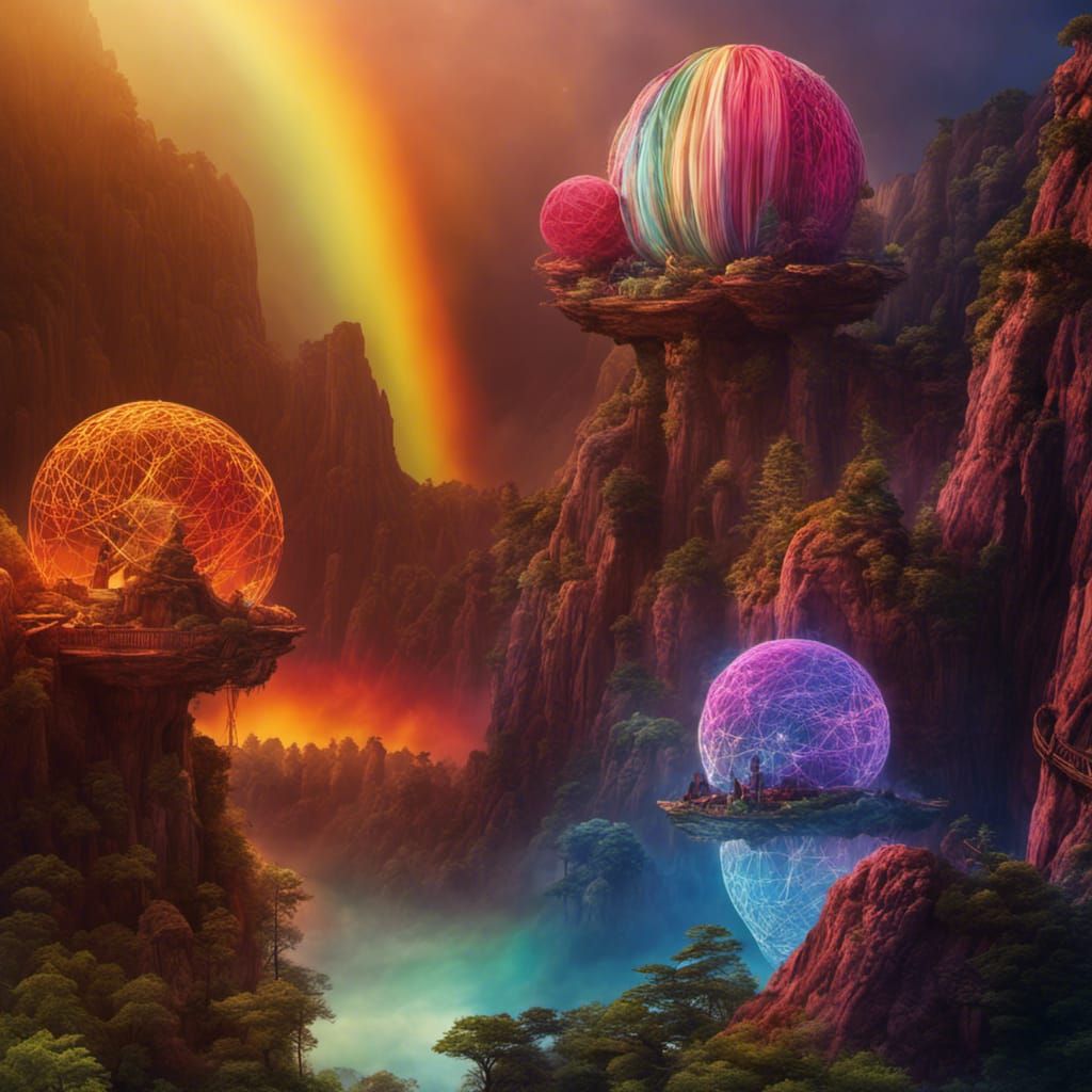 Deconstruction of Rainbow Yarn Ball: Digital Matte Painting
