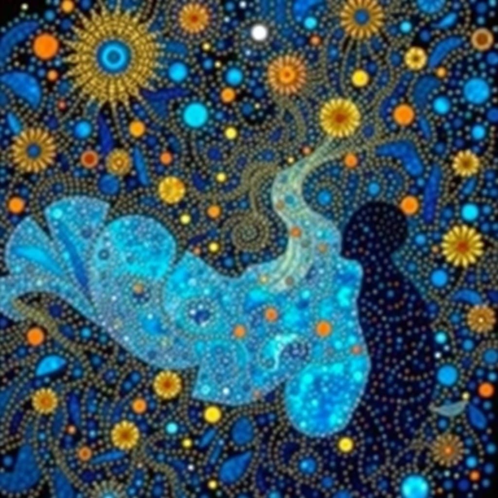 Ethereal Encounter in Liquid Opal, Inspired by Klimt's Whims...