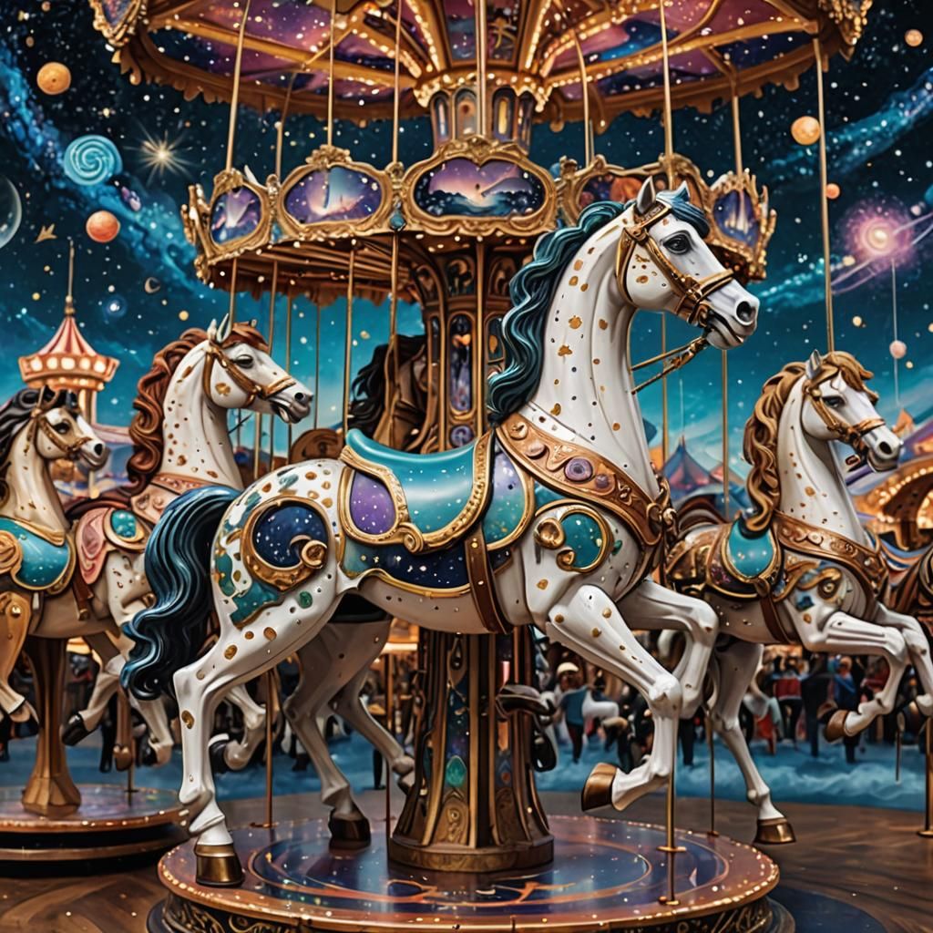 In the heart of a cosmic carnival, the Celestial Carousel sp...