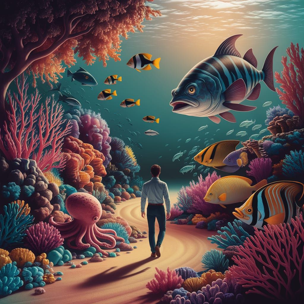 Vibrant Seabed Scene with Coral and Marine Life