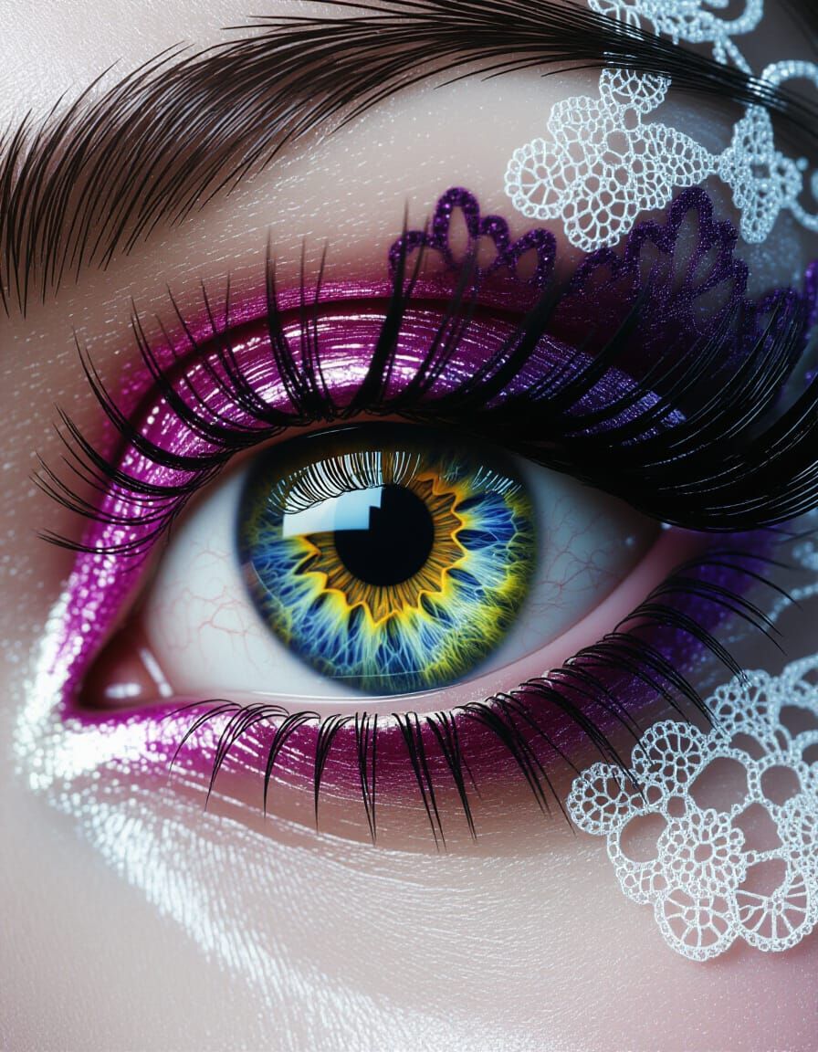 Kaleidoscope Eye with Lace and Velvet Textures
