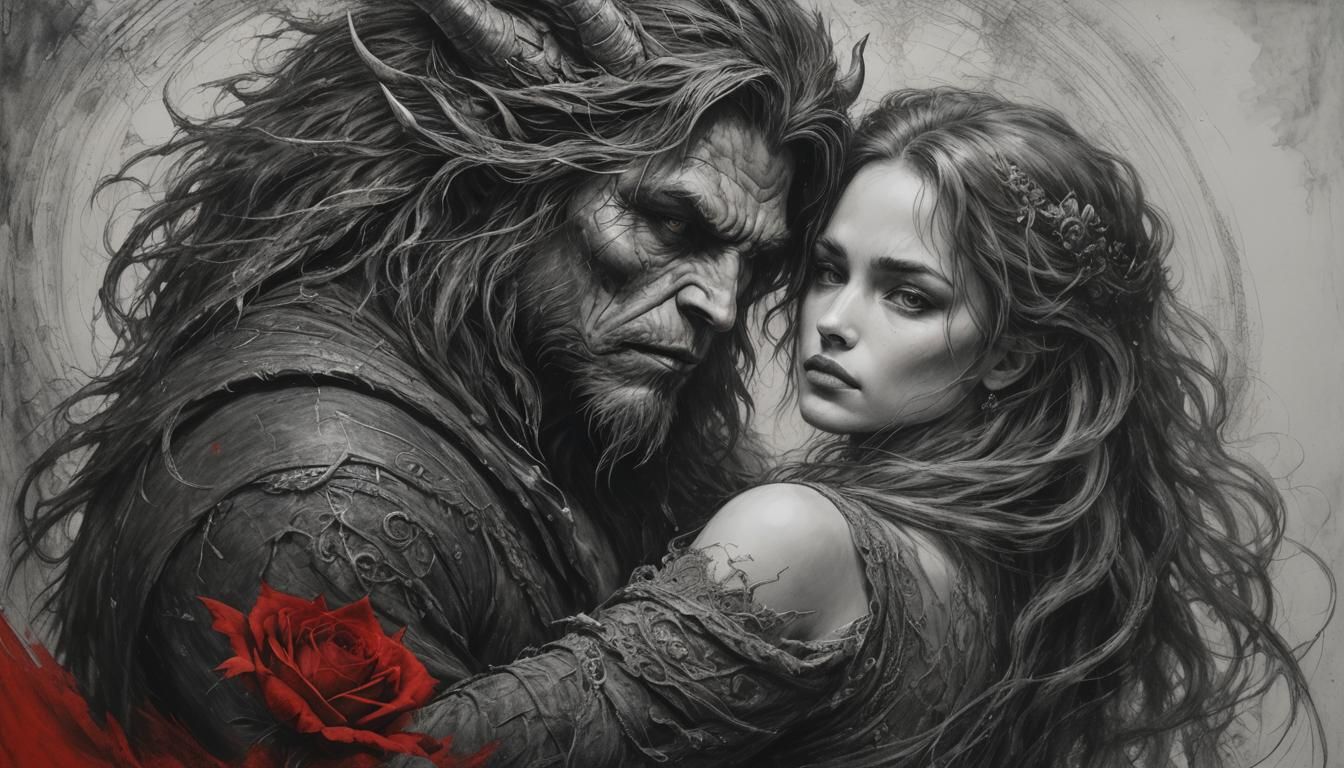 Beauty and the Beast in Royo Style