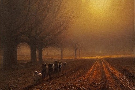 Farm Oil Painting in Sinister Style