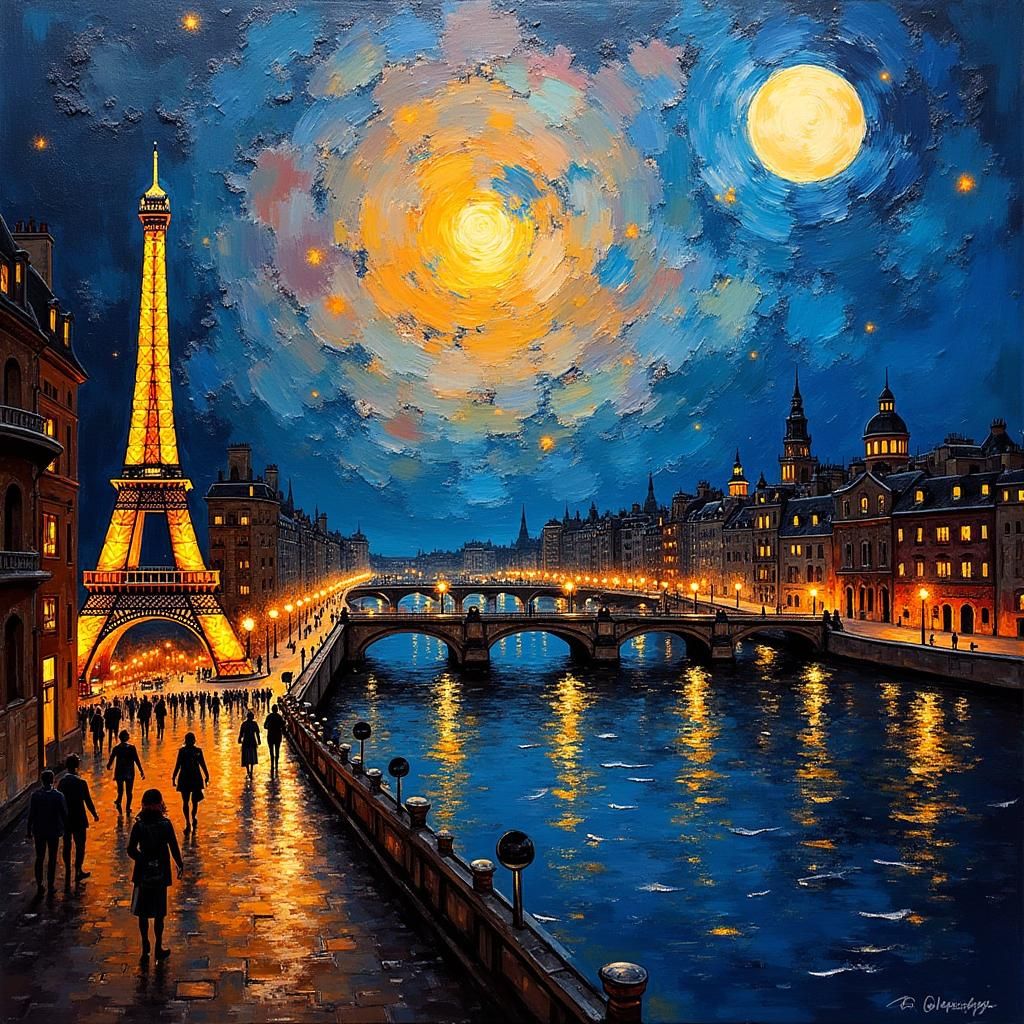 Paris at Nightfall: Neo-Expressionist Cityscape