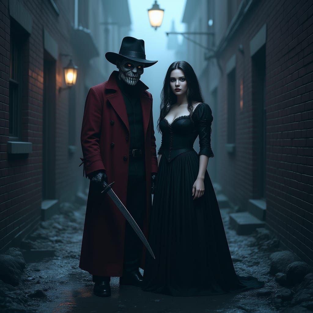 Freddy Krueger and Lizzie Borden in a Dark, Gritty Scene