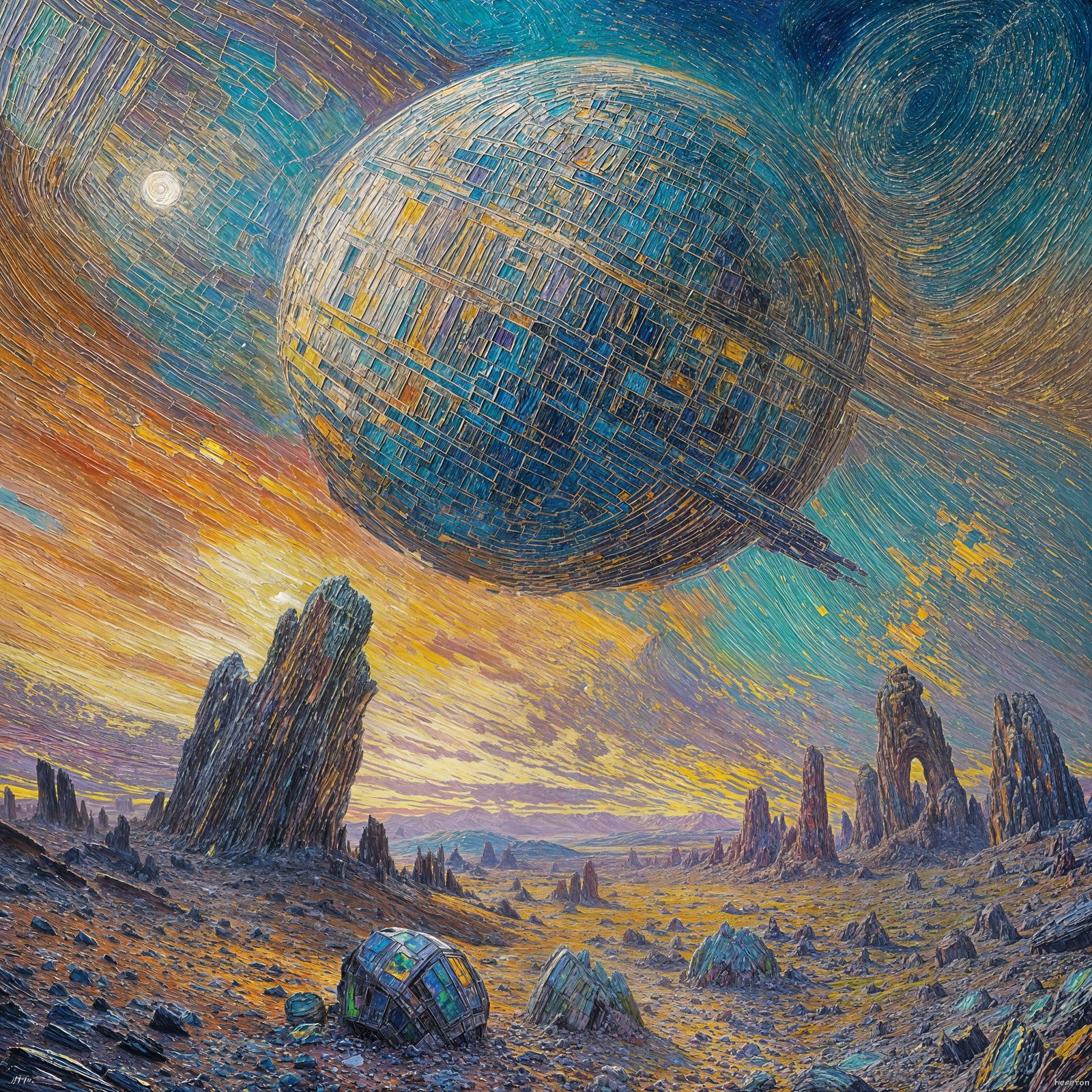 Colorful Alien Planet in Expressionist Oil Painting