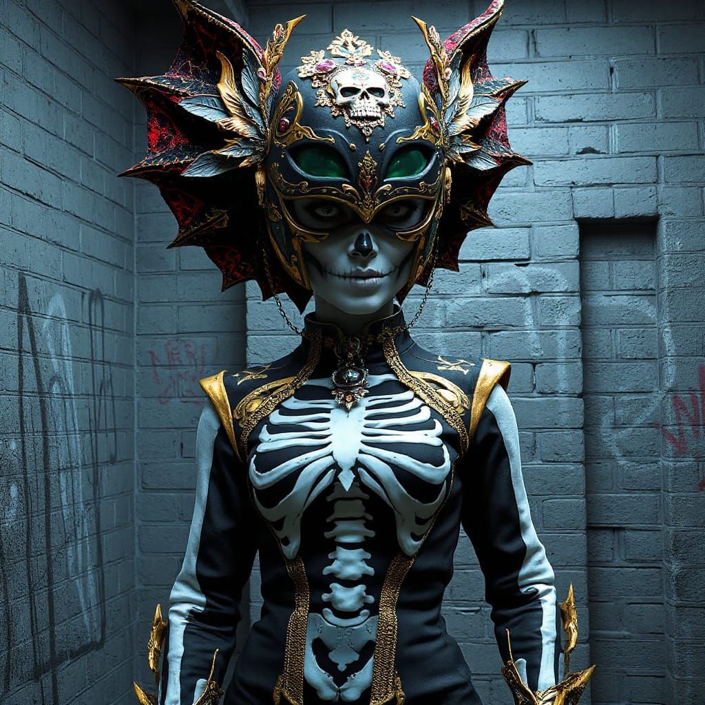 Ethereal Luchadora in Opulent Graveyard Attire