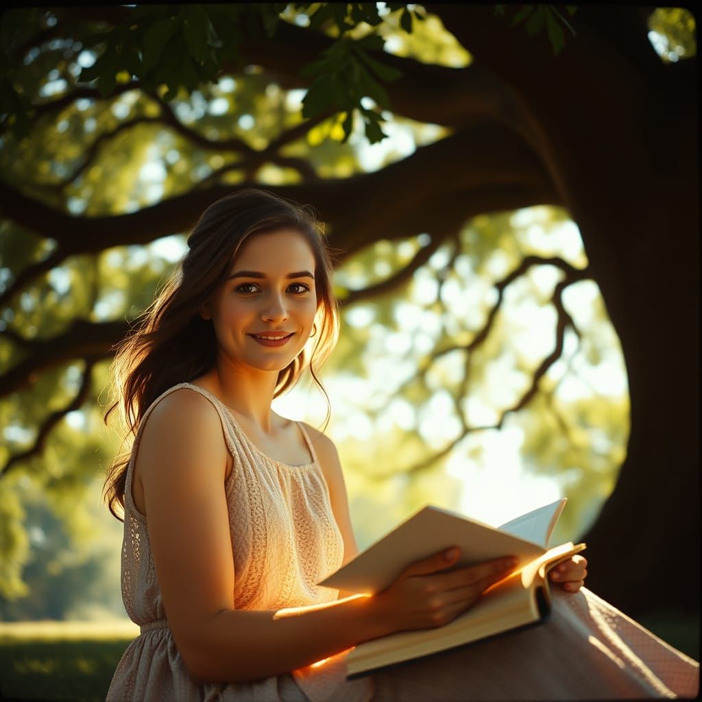 Serene Woman Under Majestic Tree