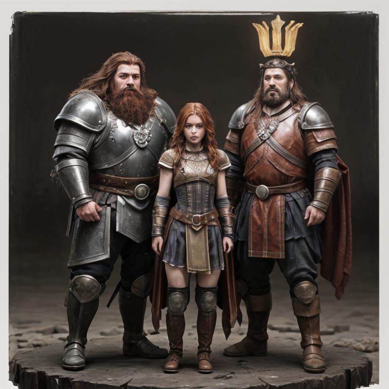 Dwarven Princess with Armored Guardians: Cinematic Still