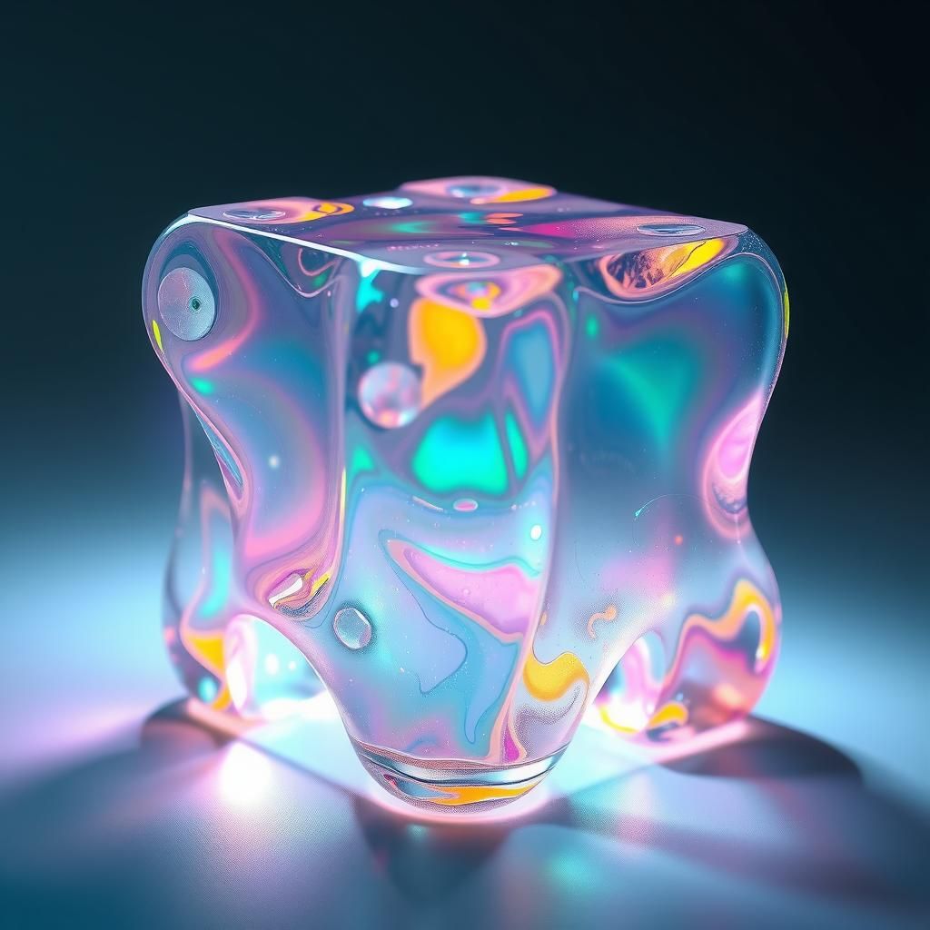 Iridescent Crystal Cube Monster in Biomechanical Style