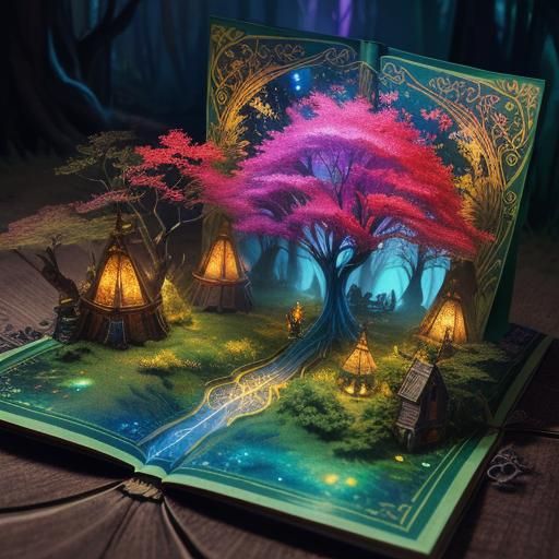 Magical Forest Pop-Up Book: Hyperrealistic Concept Art