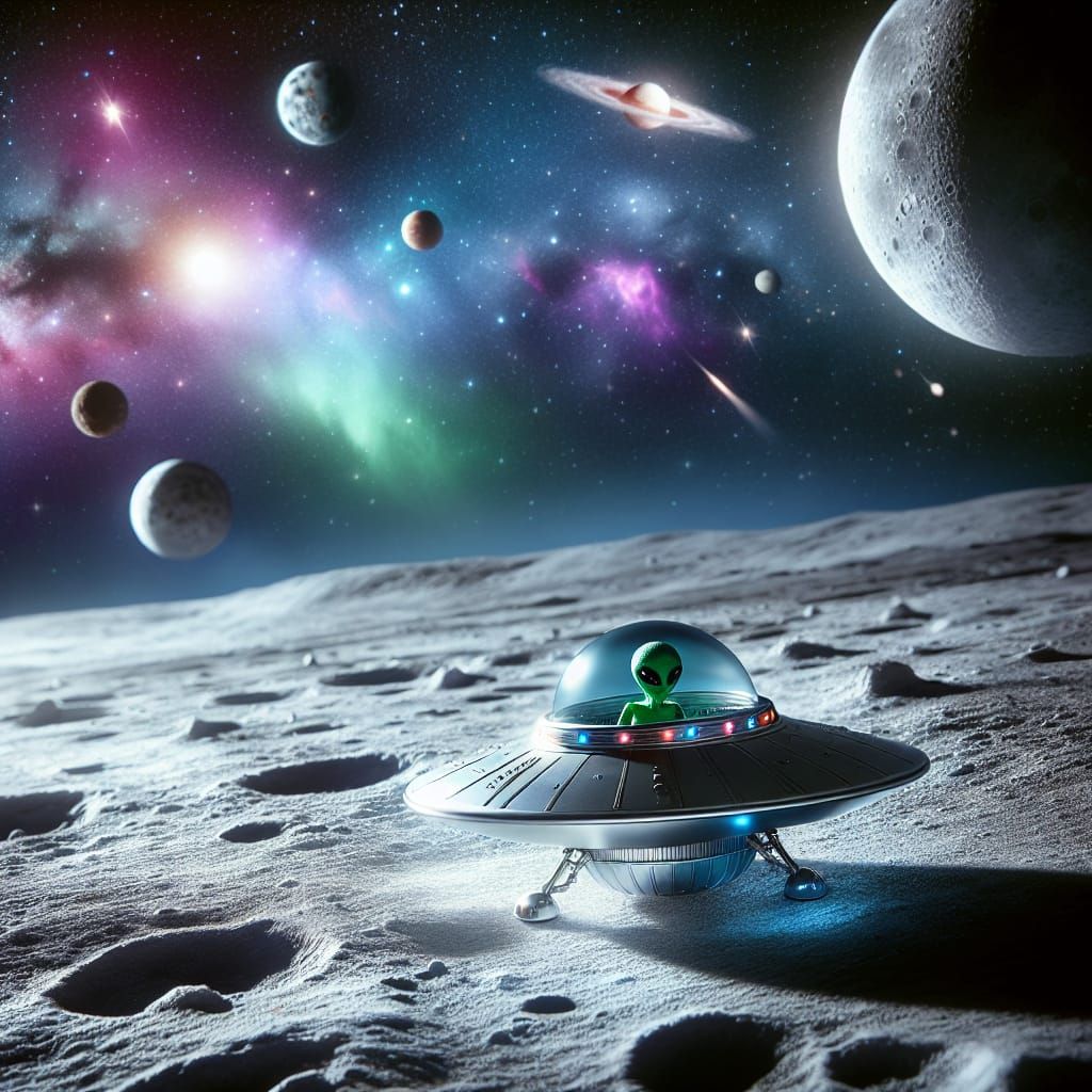 Macro Photograph of Miniature UFO on Moon