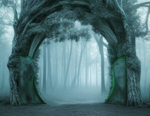 Closed Forest Stargate in Silver Pastel Style