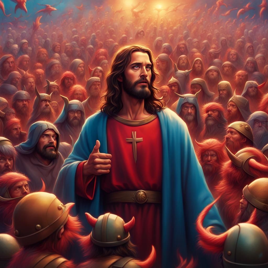 Jesus Christ vs. Devils in Disney Pixar Style