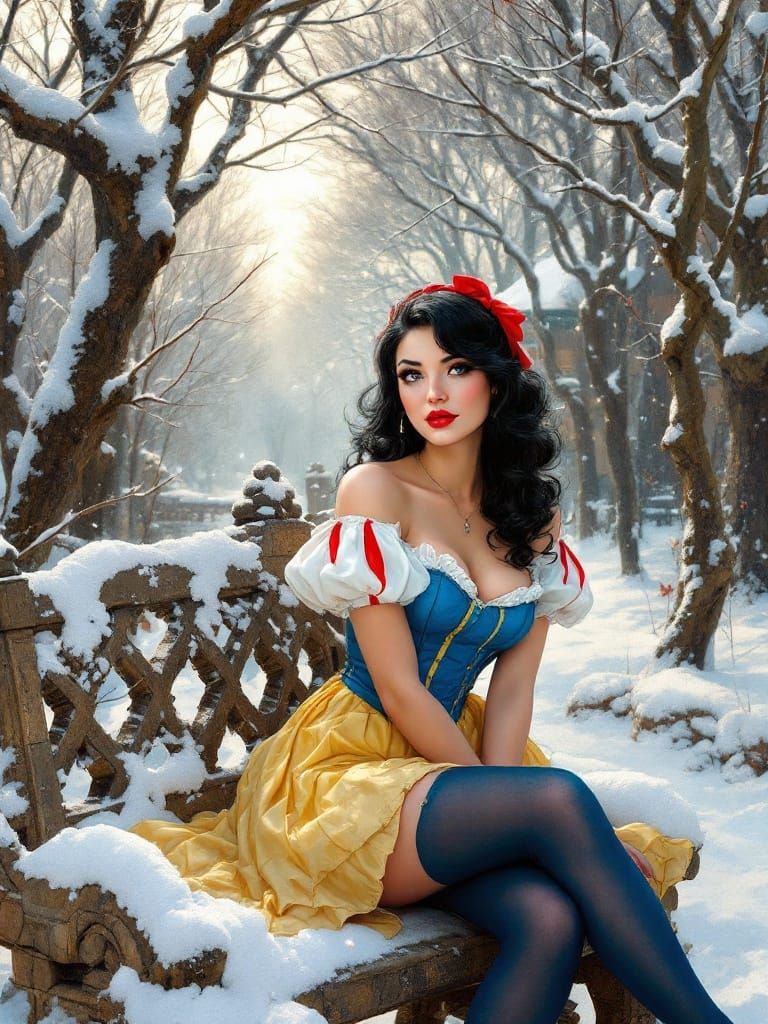 Snow White in Encaustic Impressionist Style