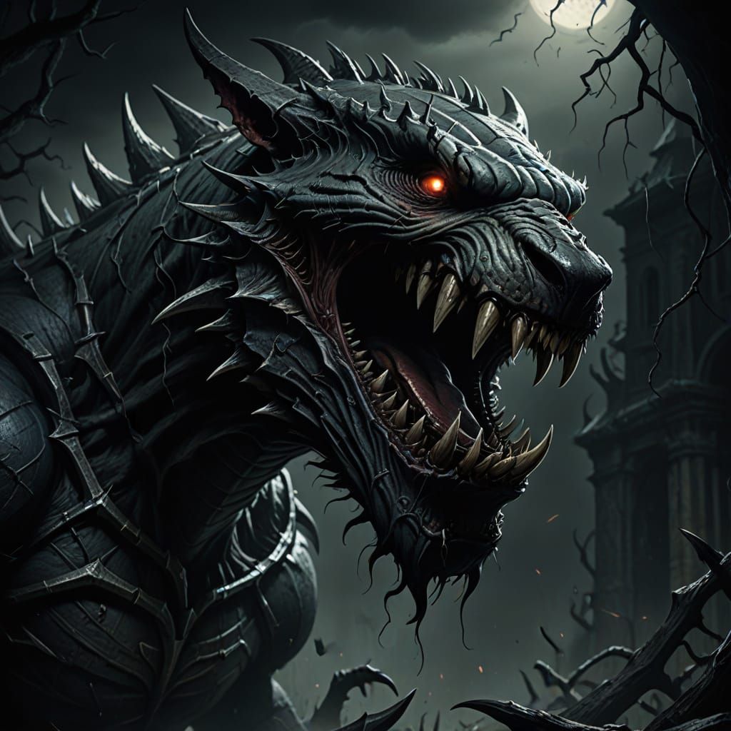 Dark Fantasy Mimic Attack in Gothic Horror Style