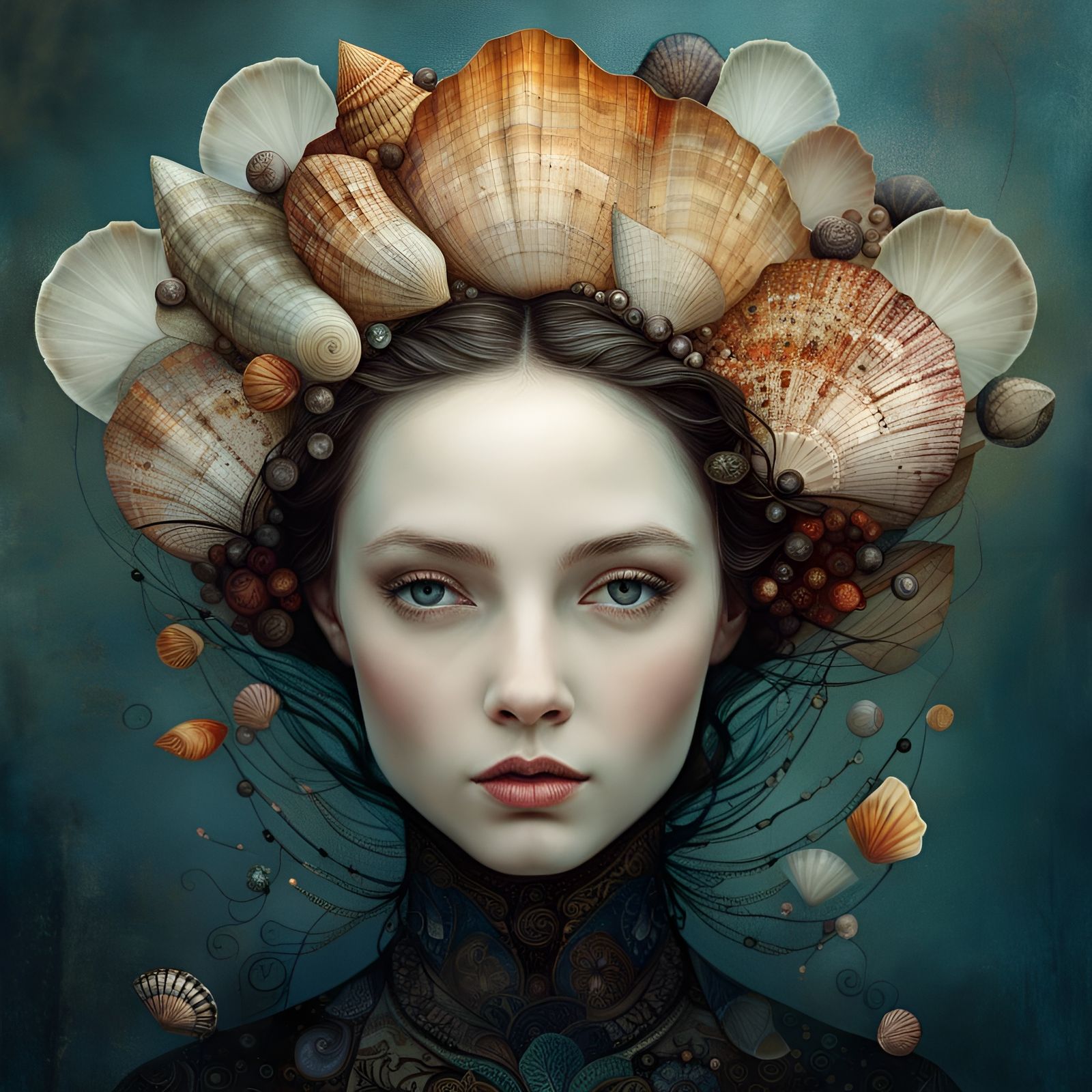 Seashell Seller Portrait in Fantasy Art Style
