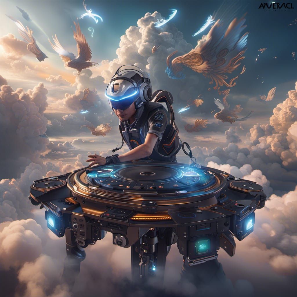 Avicii DJ Party in Heaven, HD Fantasy Art