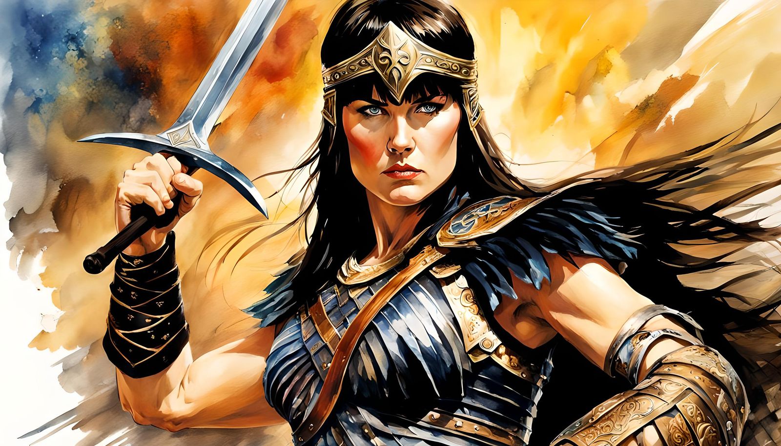 Warrior Princess in Ancient Greek Battle Scene