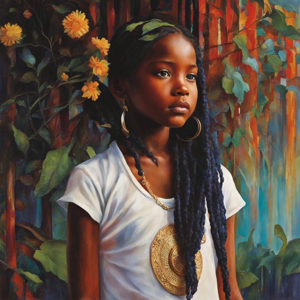 Surreal Portrait of a Young Girl in a Vibrant Aesthetic