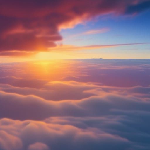 Dramatic Sunset Above Clouds: Fantasy Concept Art