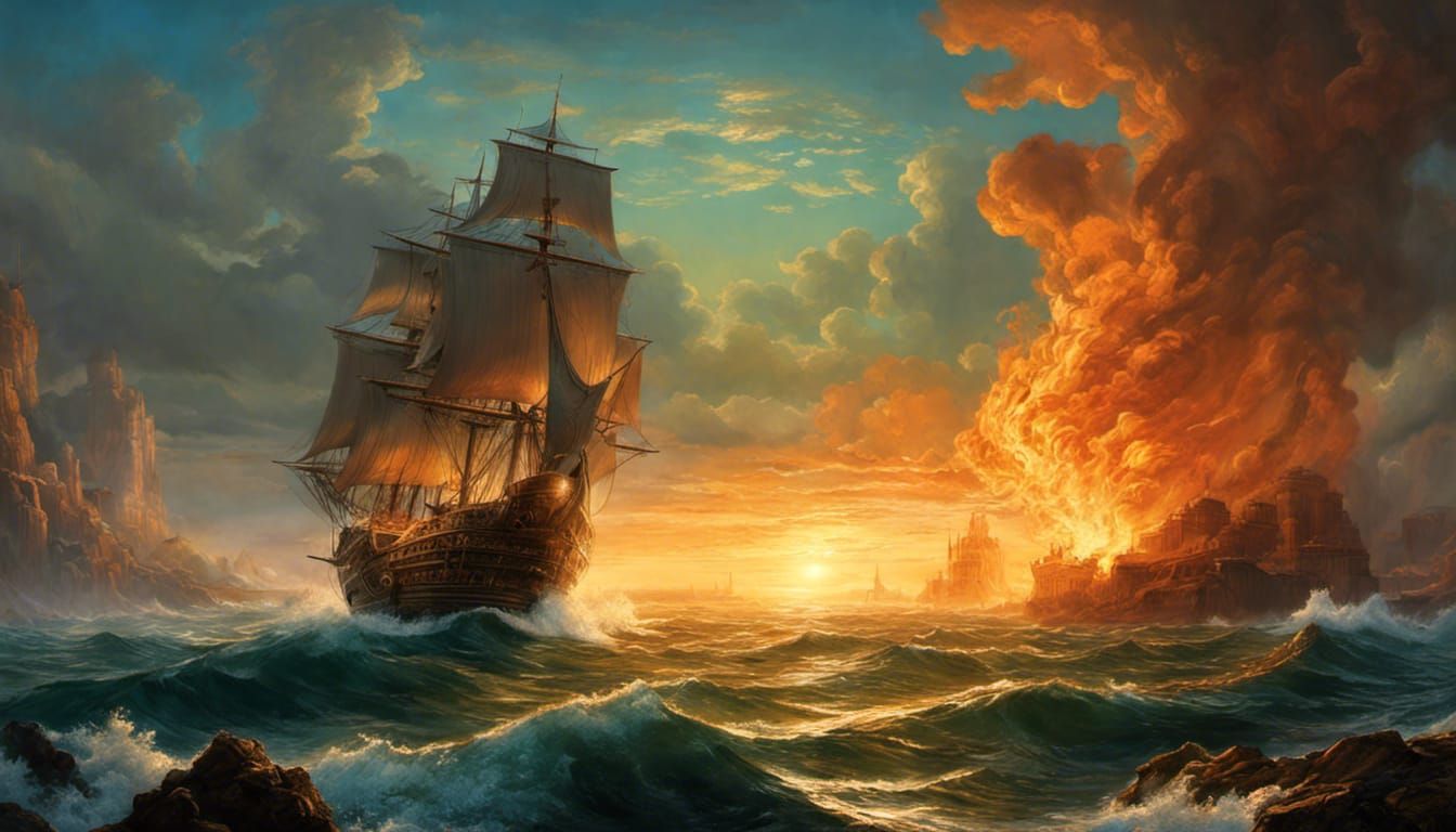 Tempestuous Seas: An Impasto Gouache Masterpiece