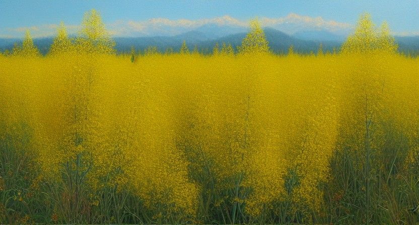Goldenrod Field as Oil Painting