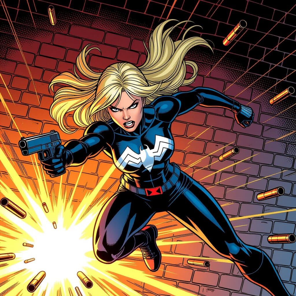 Gwen Stacy Evades Bullets in Dynamic Concept Art