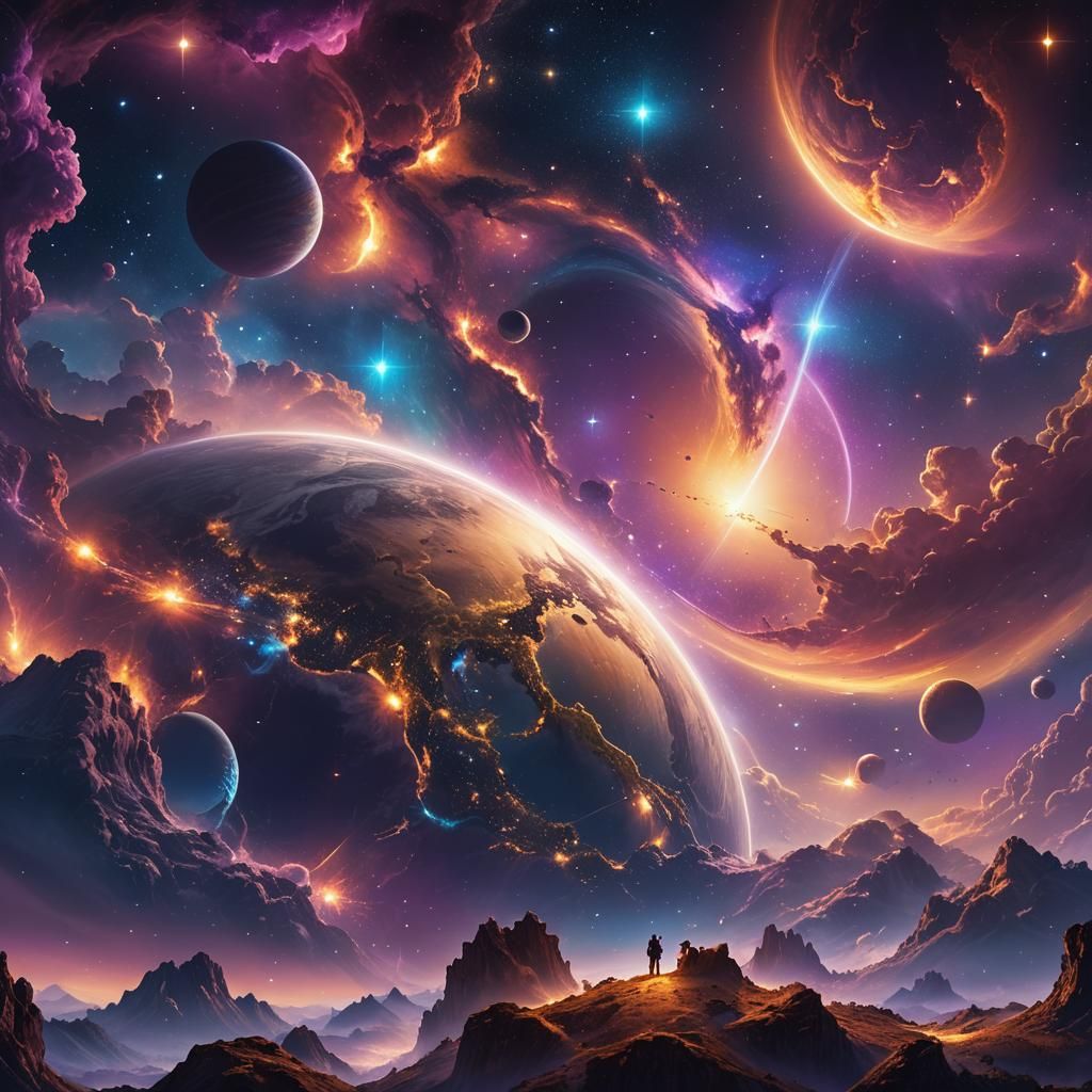 Earth Surrounded by Stars in Fantasy Concept Art