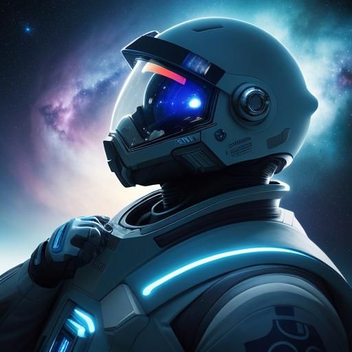 Astronaut Contemplates Starry Nebula: Futuristic Digital Art