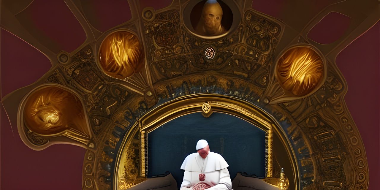 The Pope’s throne room in the Vatican, The Devil Dimension Gate, detailed matte painting, deep color, fantastical, intri...