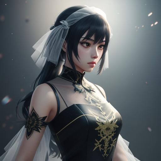 Woman in Tulle: 3D Anime Art