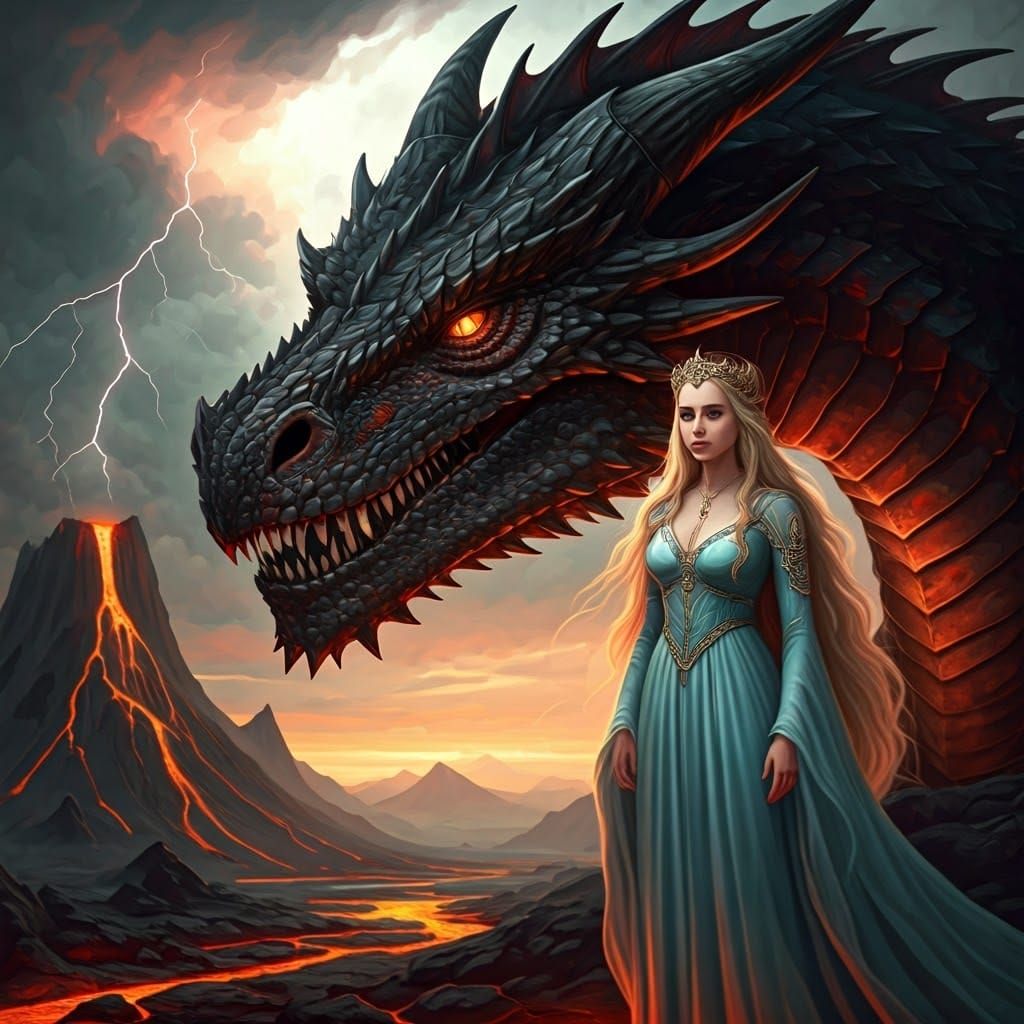 Elegant Dragon Goddess Reigns Supreme in a Fiery Fantasy Rea...