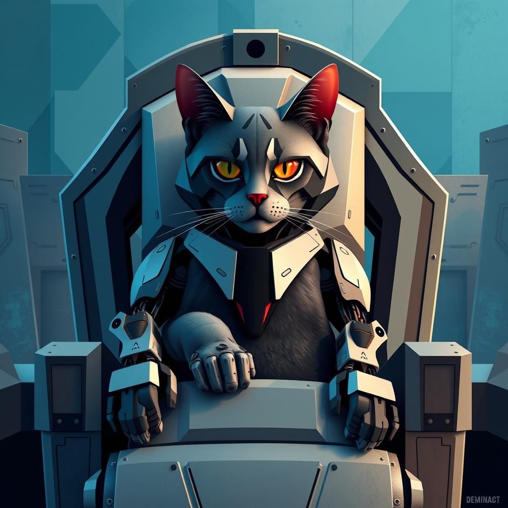 Cyborg Cat Domination: Cubist Art Deco Style