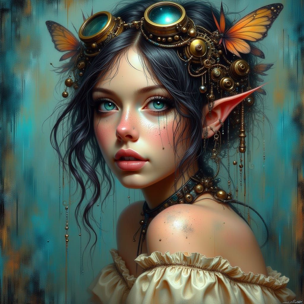 Cyberpunk Fairy with Steampunk Headpiece