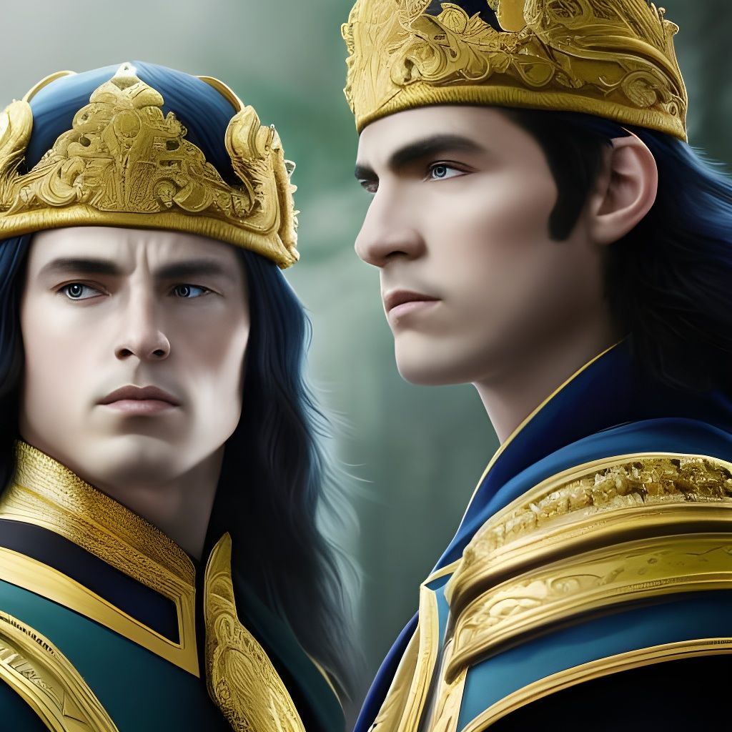 Elven Twin Lords in Ornate Robes: Fantasy Art
